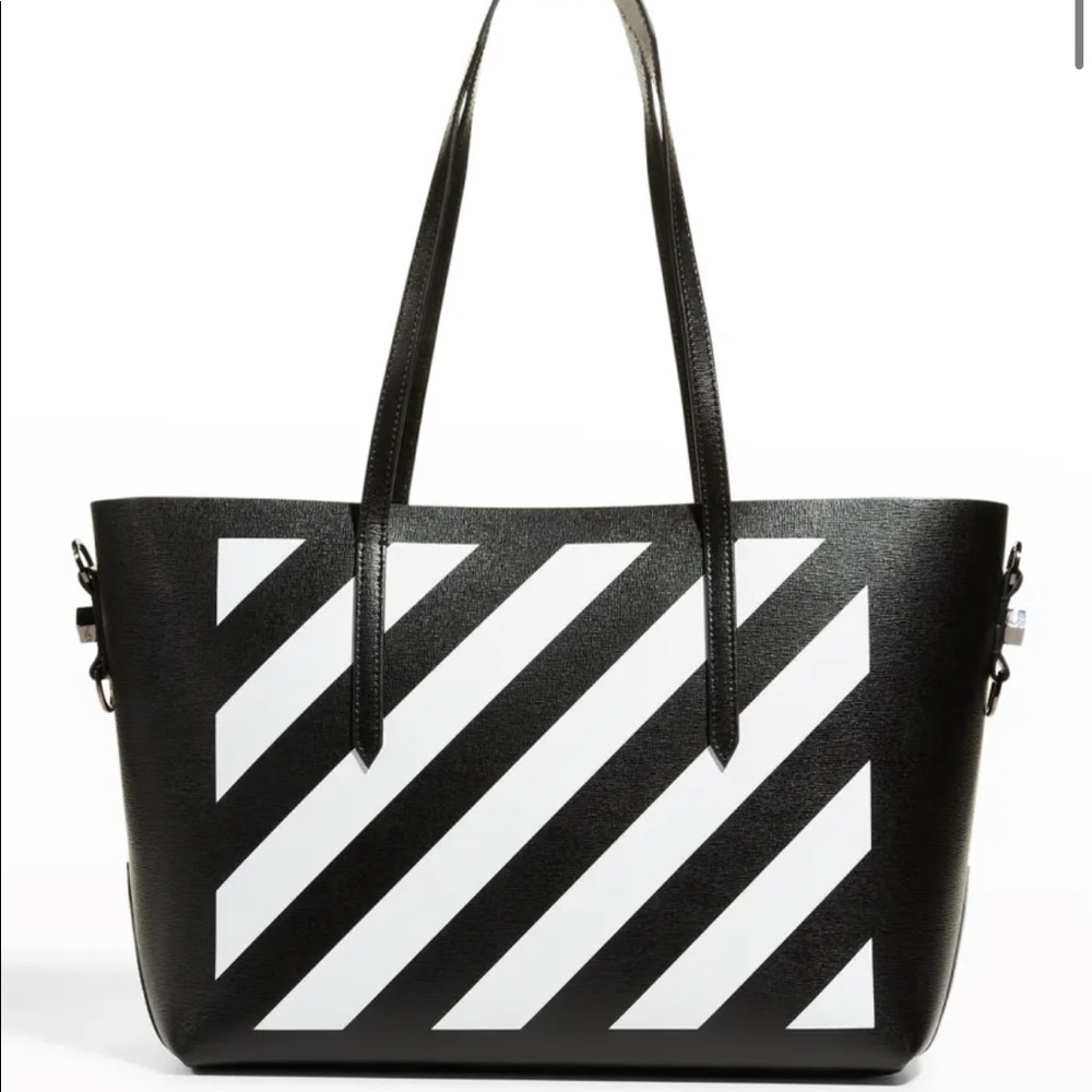Off White Striped Tote Bag